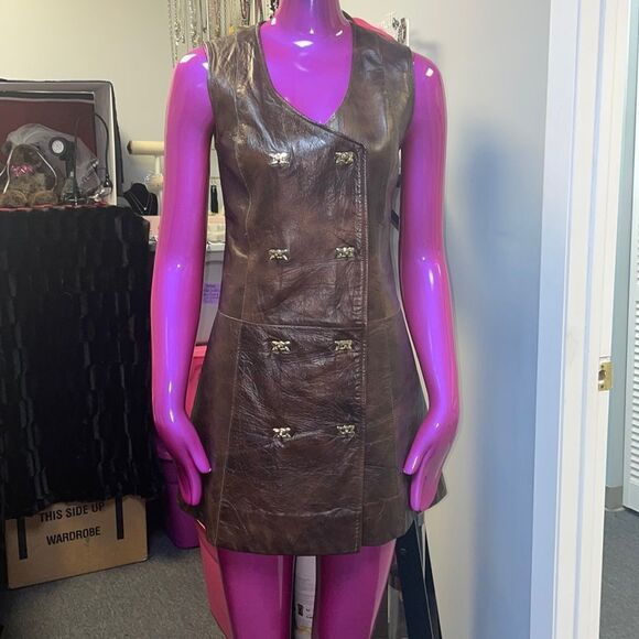 70's vintage young Edwardian by Anpeja leather dress
